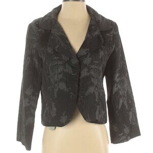 Vintage Compos'd Black/Gray Floral Wool Blend Quilted Business Blazer Jacket